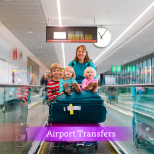 Rent baby gear and get concierge services in The Bahamas from Traveling Tots Rentals - At airport headed to Airport Transfer with luggage.